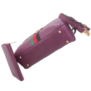 Purple Stripe Top Handle Handbag Set