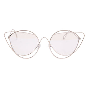 Silver Wire Cat Eye Clear Glasses