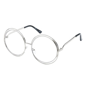Silver Double Frame Clear Glasses