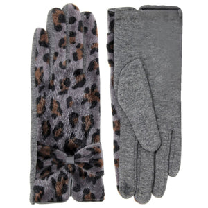 Gray Leopard Ribbon Smart Gloves