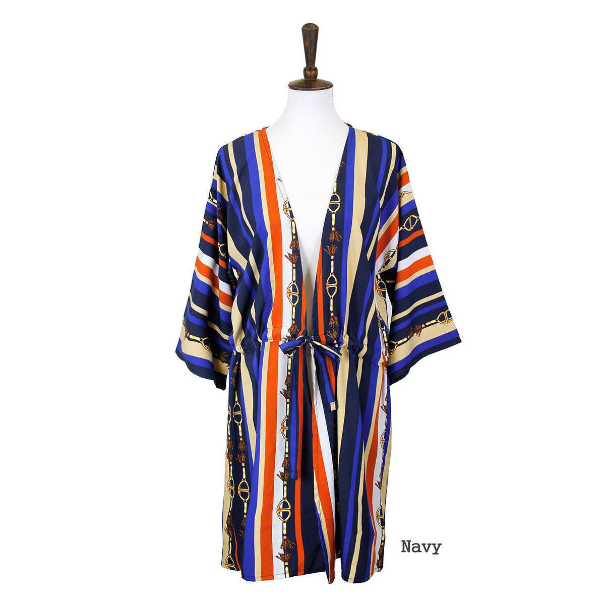 Navy Stripe Designer Horsebit Cover Up