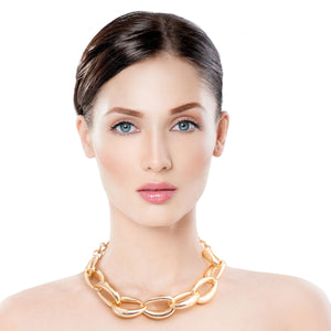 Gold Hollow Chain Link Necklace