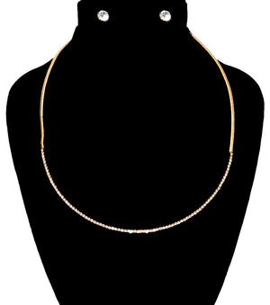 Stoned Simple Necklace Set
