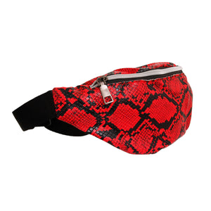 Red Snake Skin Fanny Pack