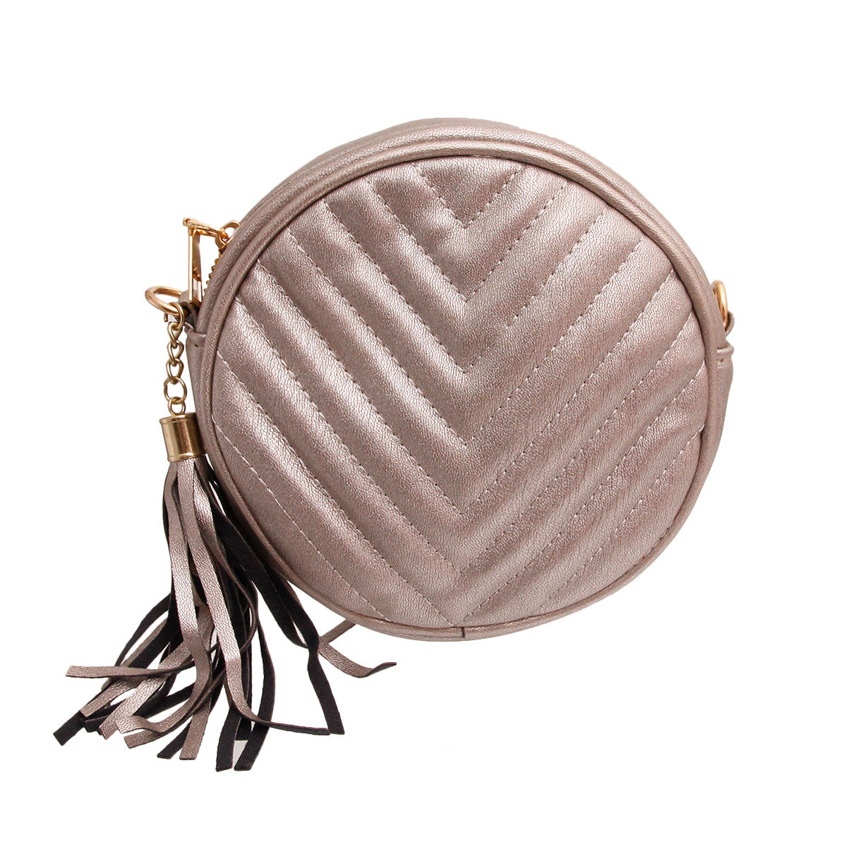 Pewter Chevron Circle Crossbody Fanny Bag