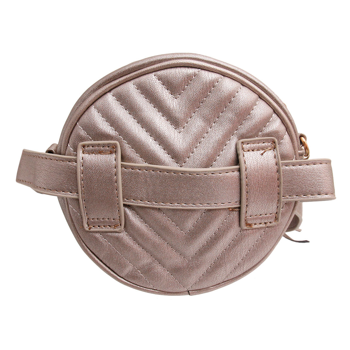 Pewter Chevron Circle Crossbody Fanny Bag