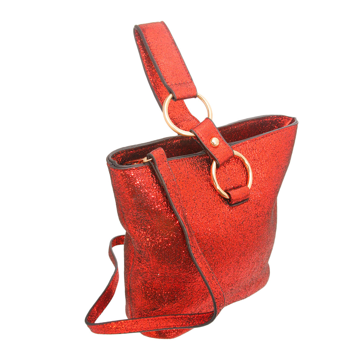 Red Glitter Bucket Wristlet Bag