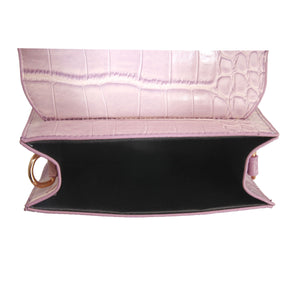 Purple Croc Flap Satchel Handbag
