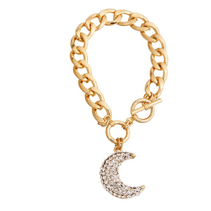 Rhinestone Crescent Moon Bracelet