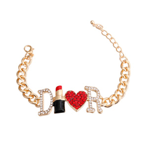 Dior Inspired Lipstick Gold Bracelet