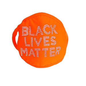 Neon Orange Rhinestone BLACK LIVES MATTER Mask