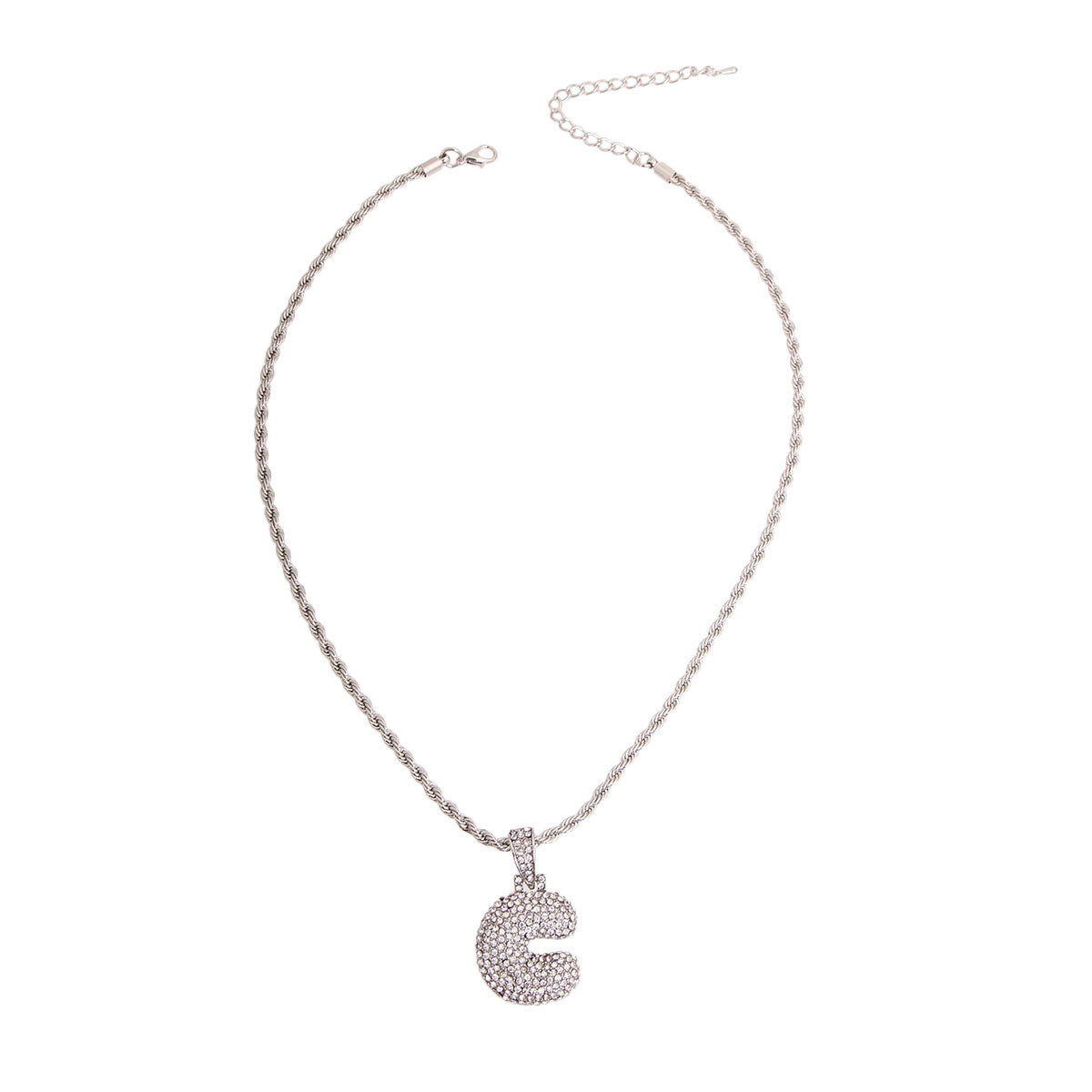 C Rhinestone Silver Necklace