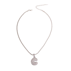 C Rhinestone Silver Necklace