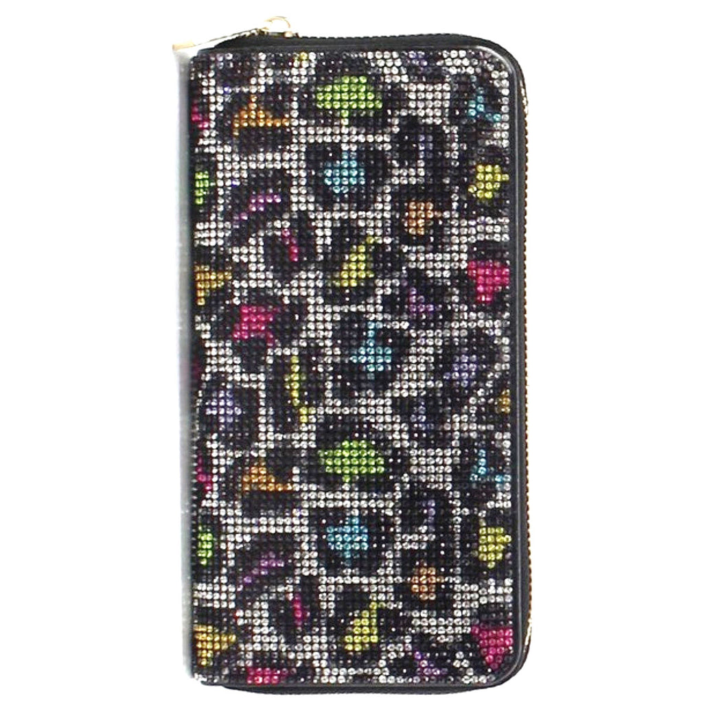 Leopard Rhinestone Zipper Wallet