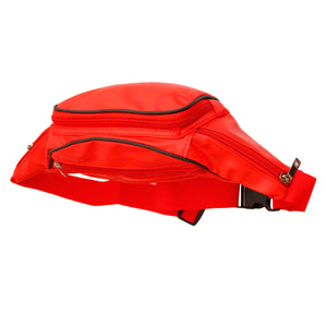 Red 4 Pocket Vegan Leather Fanny