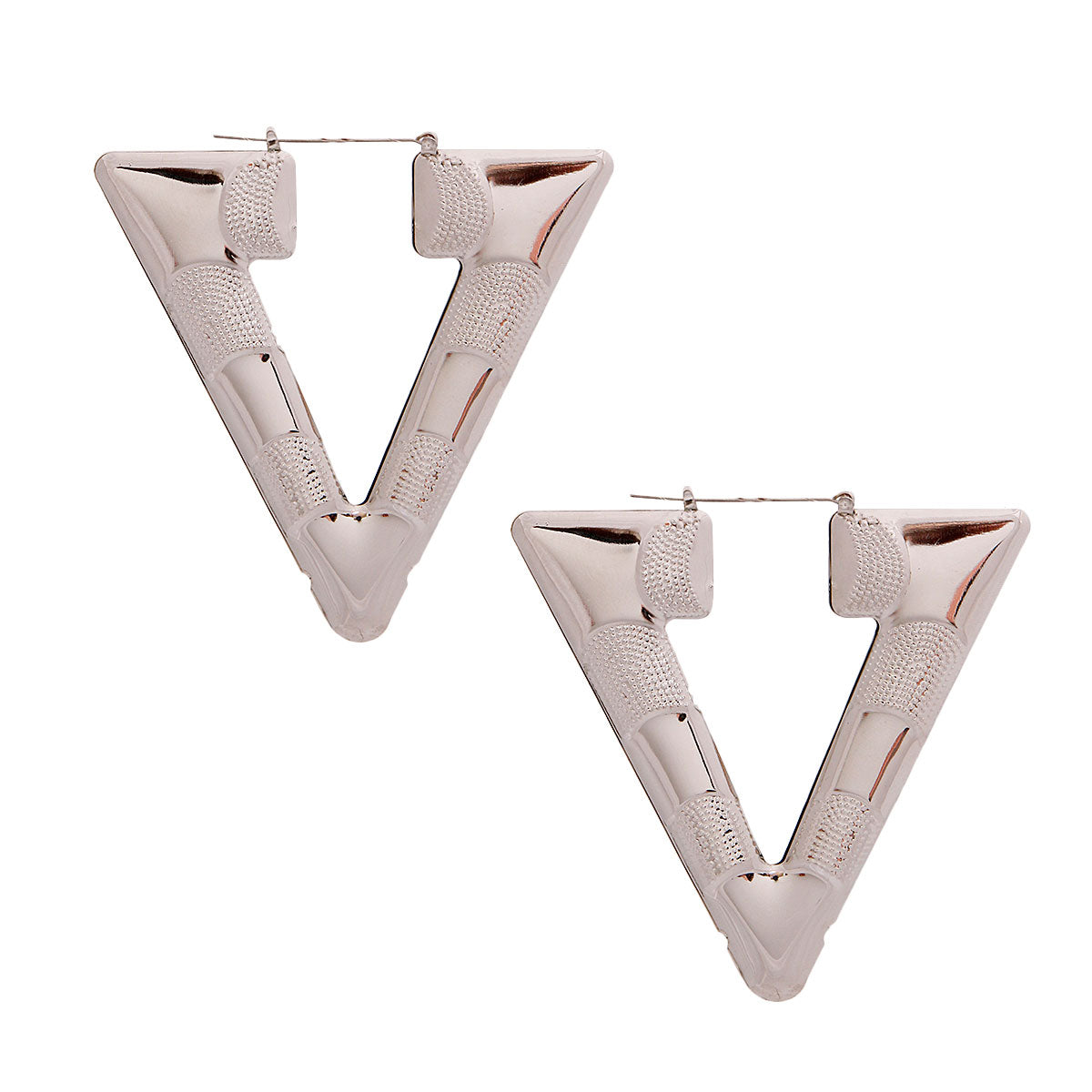 Large Silver Triangle Hoops