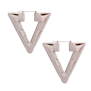 Large Silver Triangle Hoops