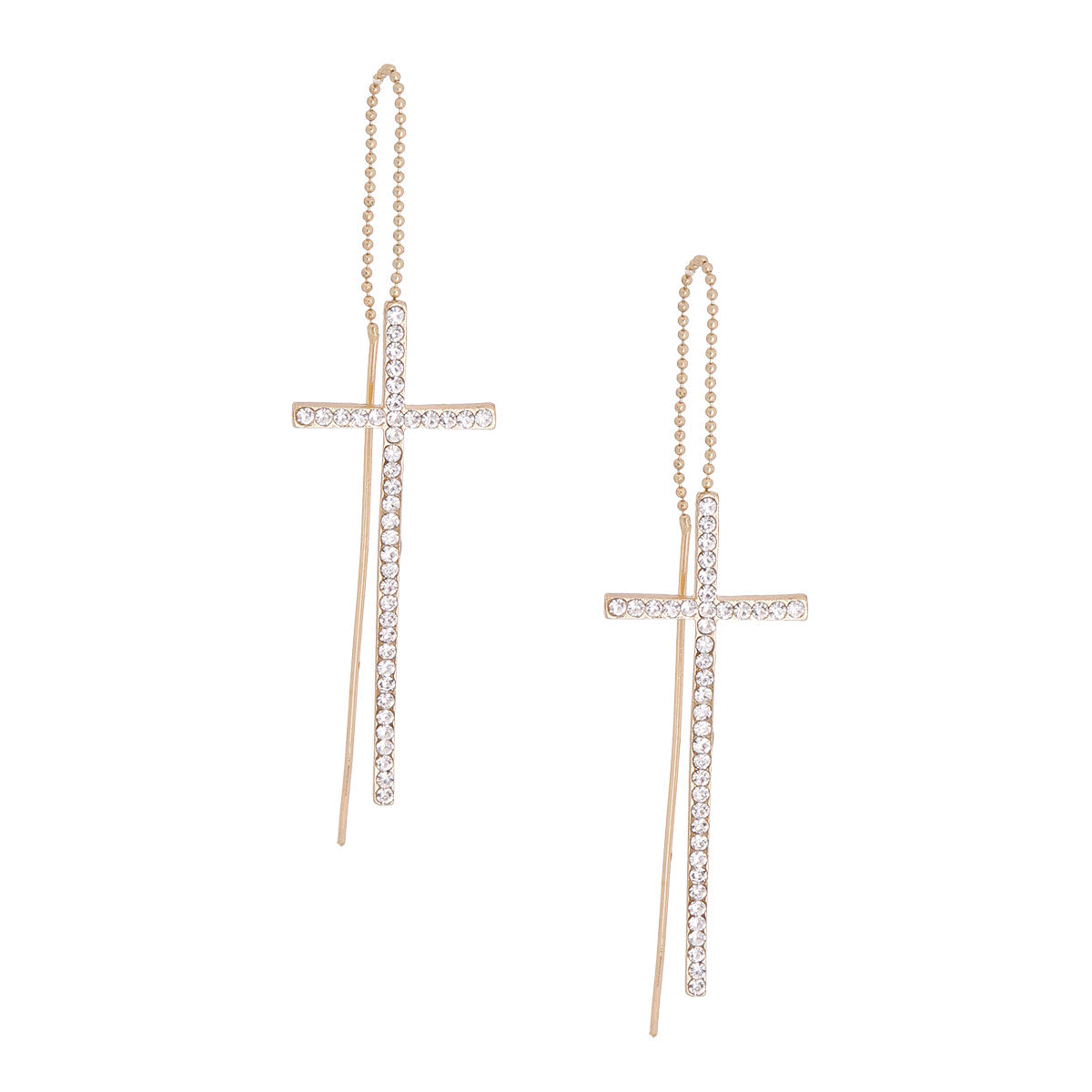 Gold Cross Thread Earrings
