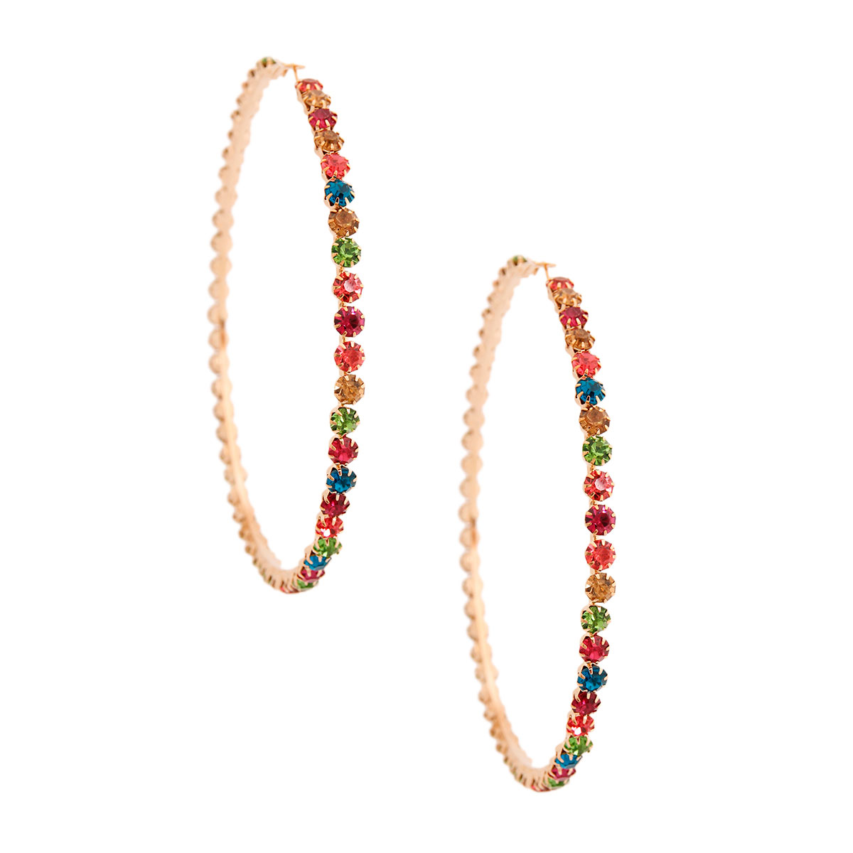 Multi Color 4.5 in Rhinestone Hoops