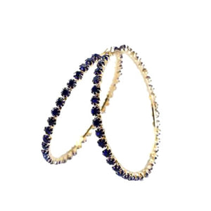 Blue Rhinestone 3.5 inch Hoops