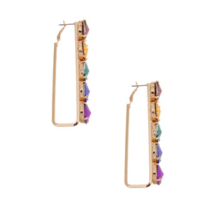 Multi Color Crystal Bar Hoops