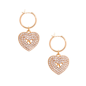 Gold Concentric Heart Hoops
