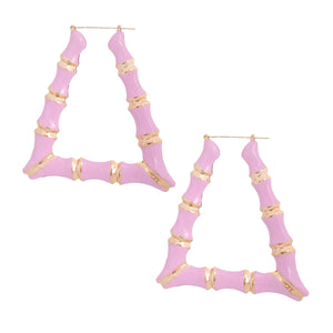 Pink Trapezoid Bamboo Hoops