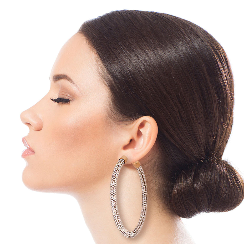 Gold Rhinestone Tube Hoops