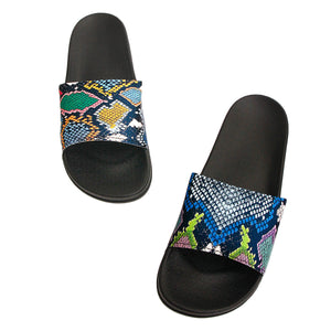 Size 9 Rainbow Snake Print Slides