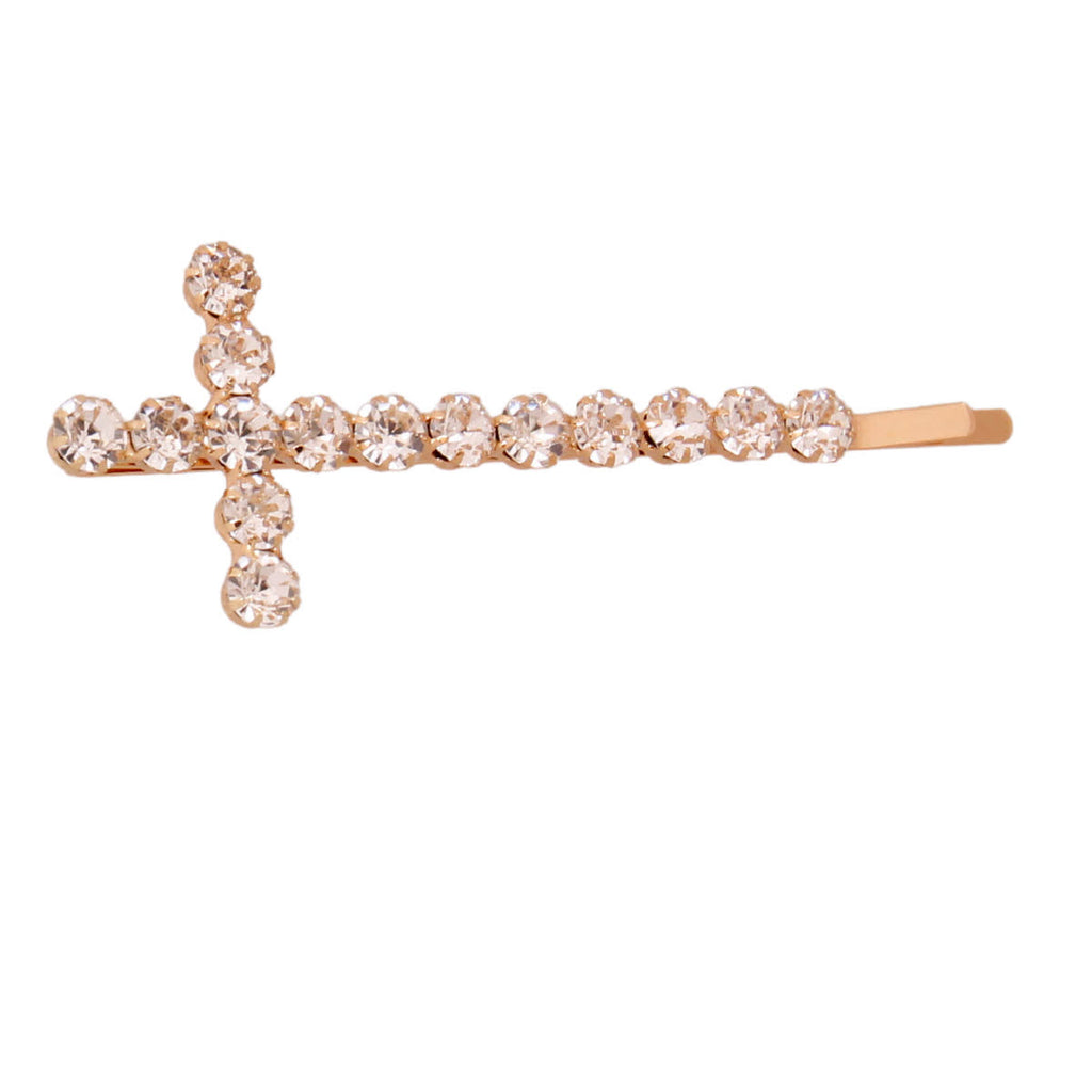 Gold Cross Stone Bobby Pin