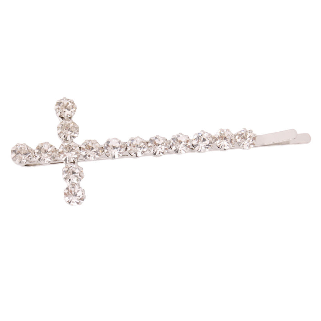 Silver Cross Stone Bobby Pin