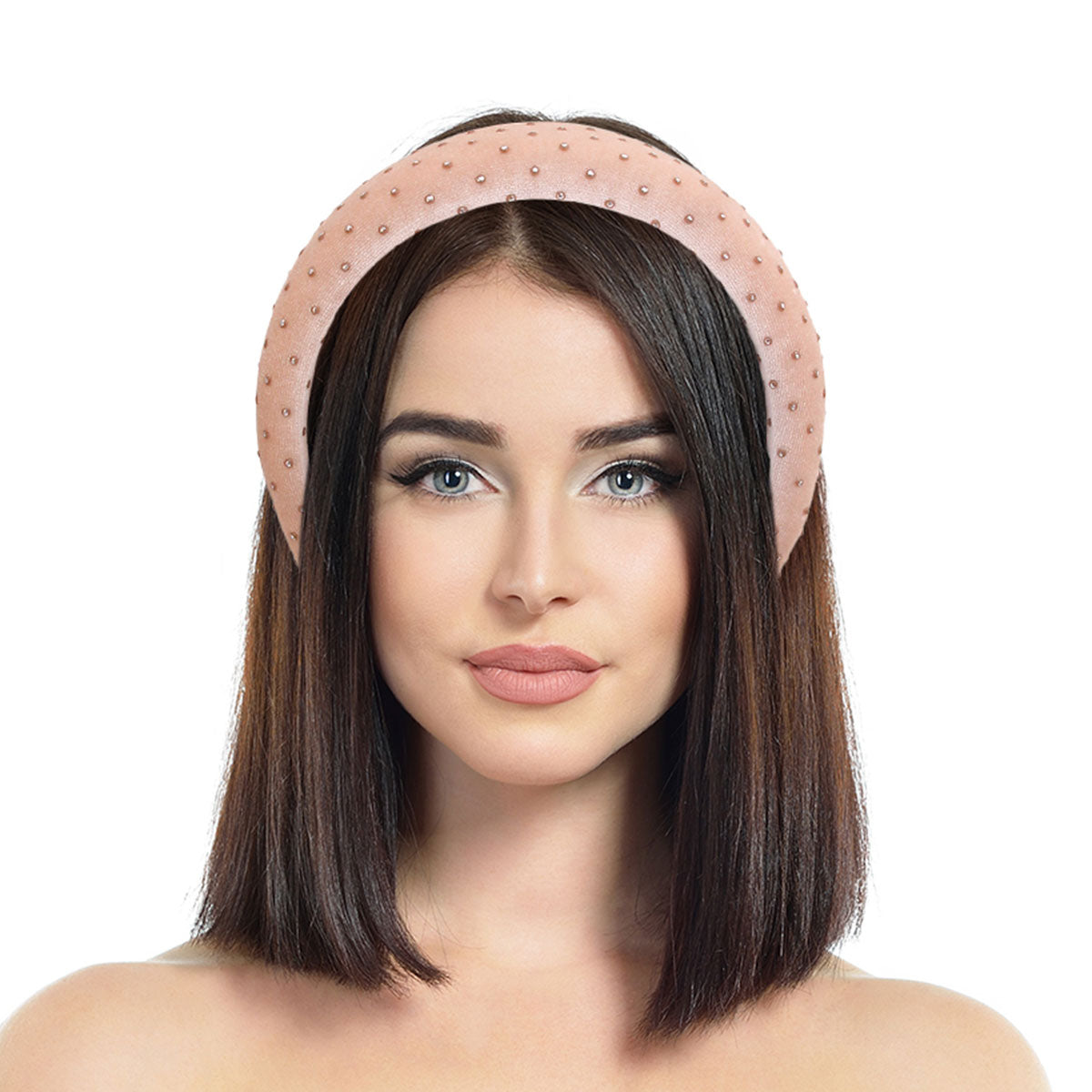 Ivory Velvet Silver Stud Headband