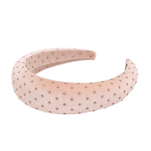Ivory Velvet Silver Stud Headband