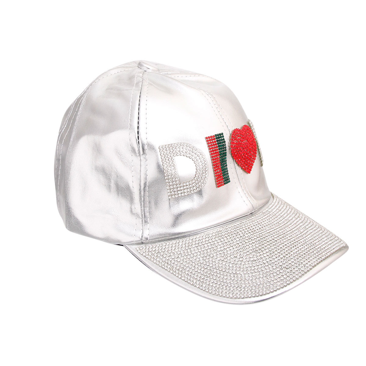Silver Dior Style Rhinestone Cap