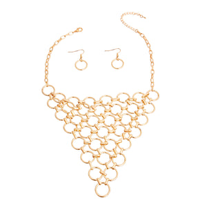 Gold Ring Bib Necklace