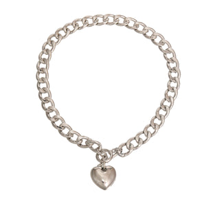 Silver Metal Heart Toggle Necklace