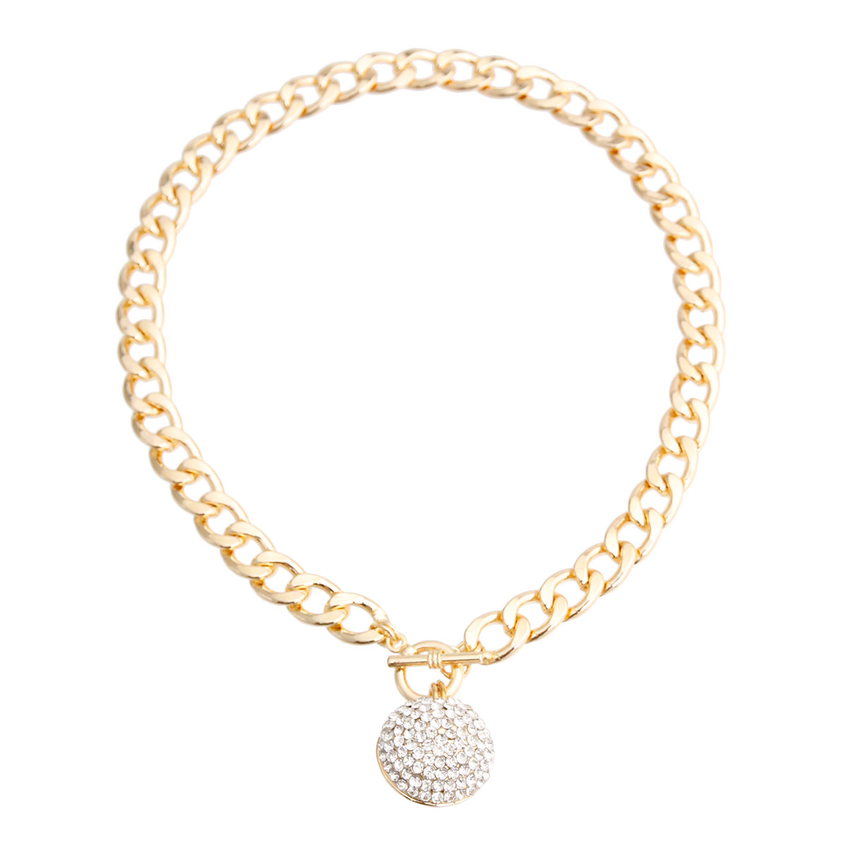 Gold Pave Ball Charm Necklace