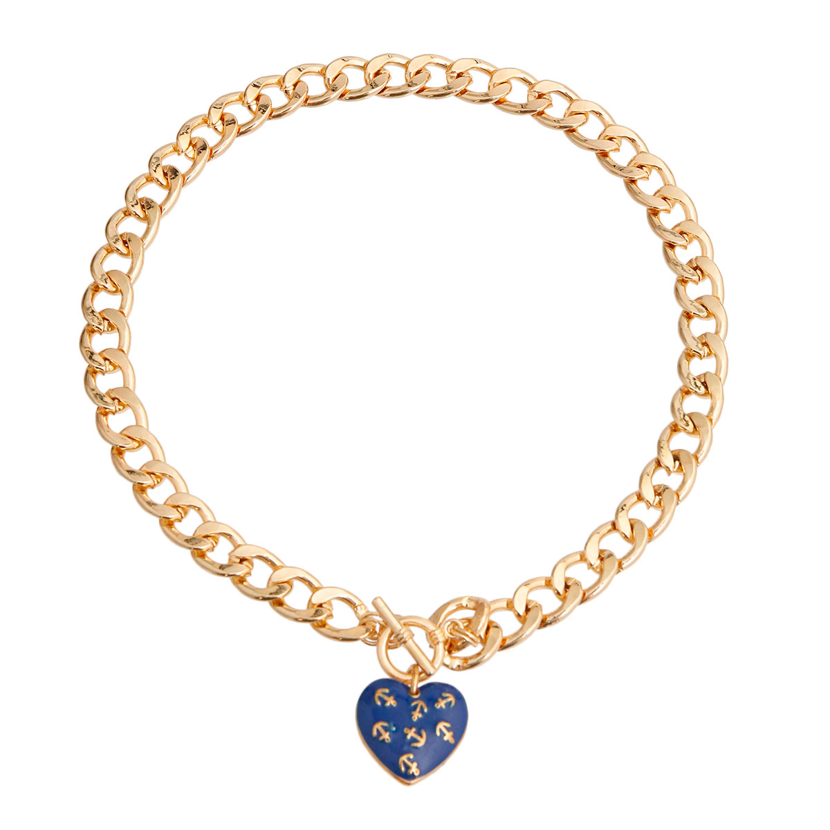 Blue Anchor Heart Necklace