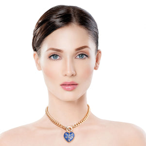 Blue Anchor Heart Necklace