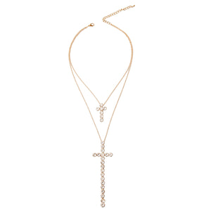 Double Cross Pendant Necklace