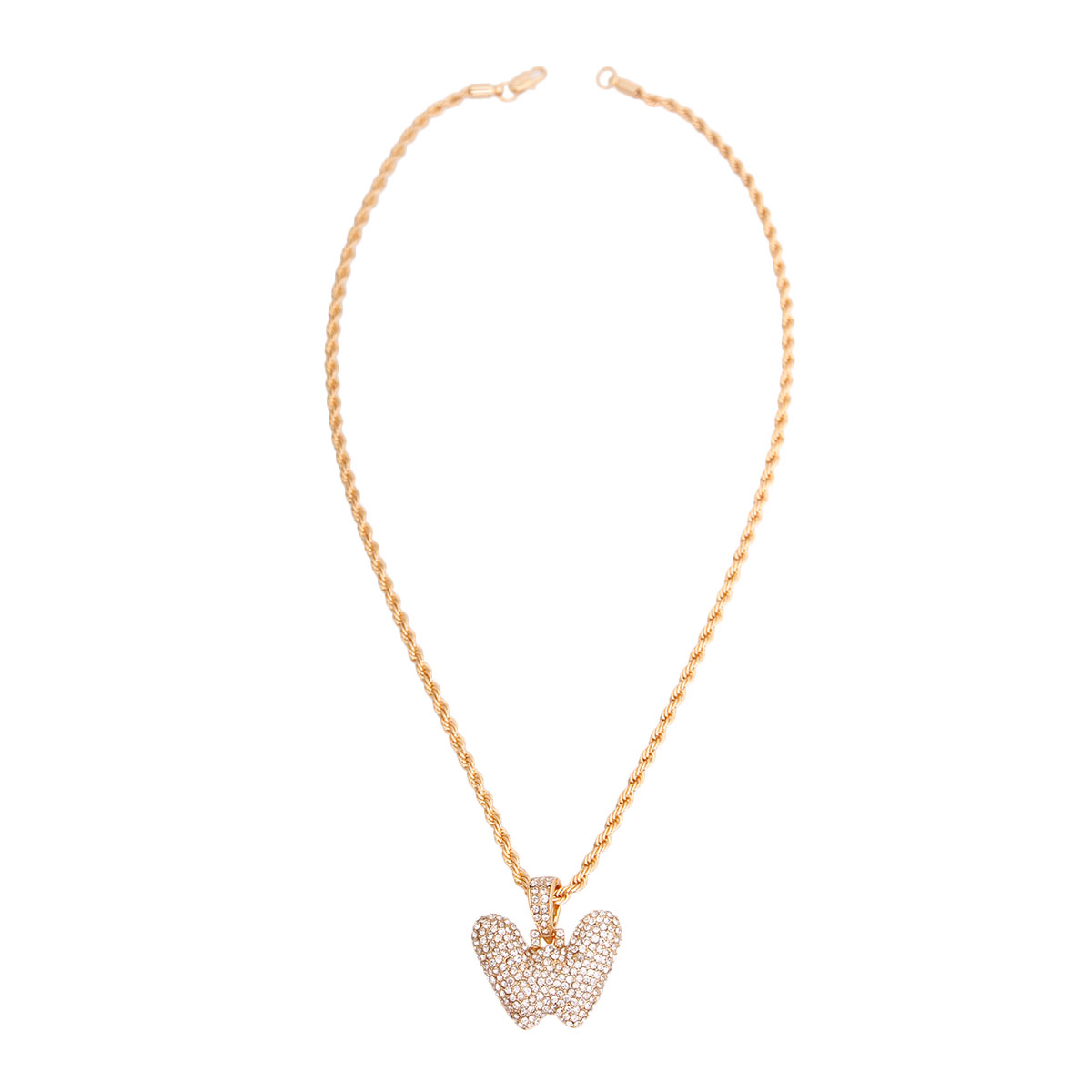 W Rhinestone Gold Necklace