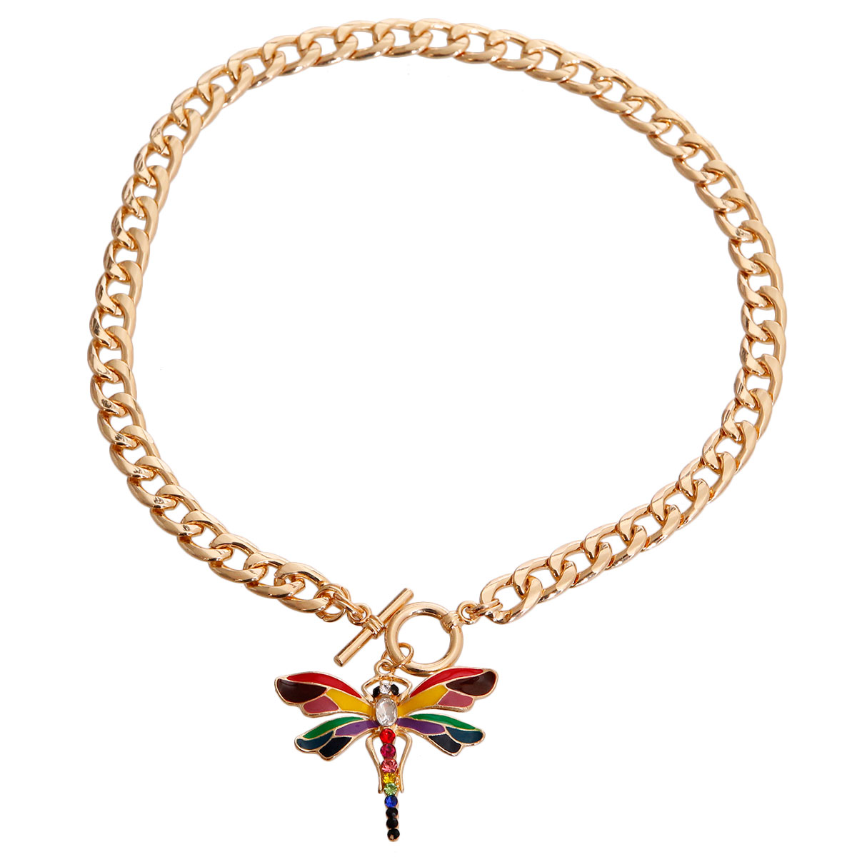 Rainbow Dragon Fly Chain Necklace