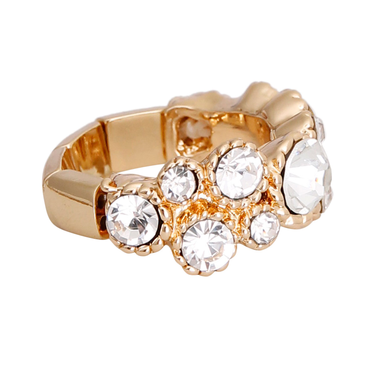 Gold Clustered Round Stone Ring