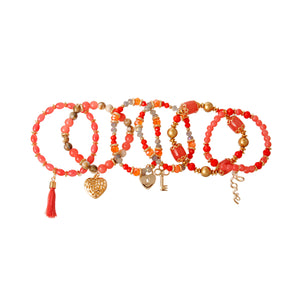 Coral Glass Bead Love Bracelets
