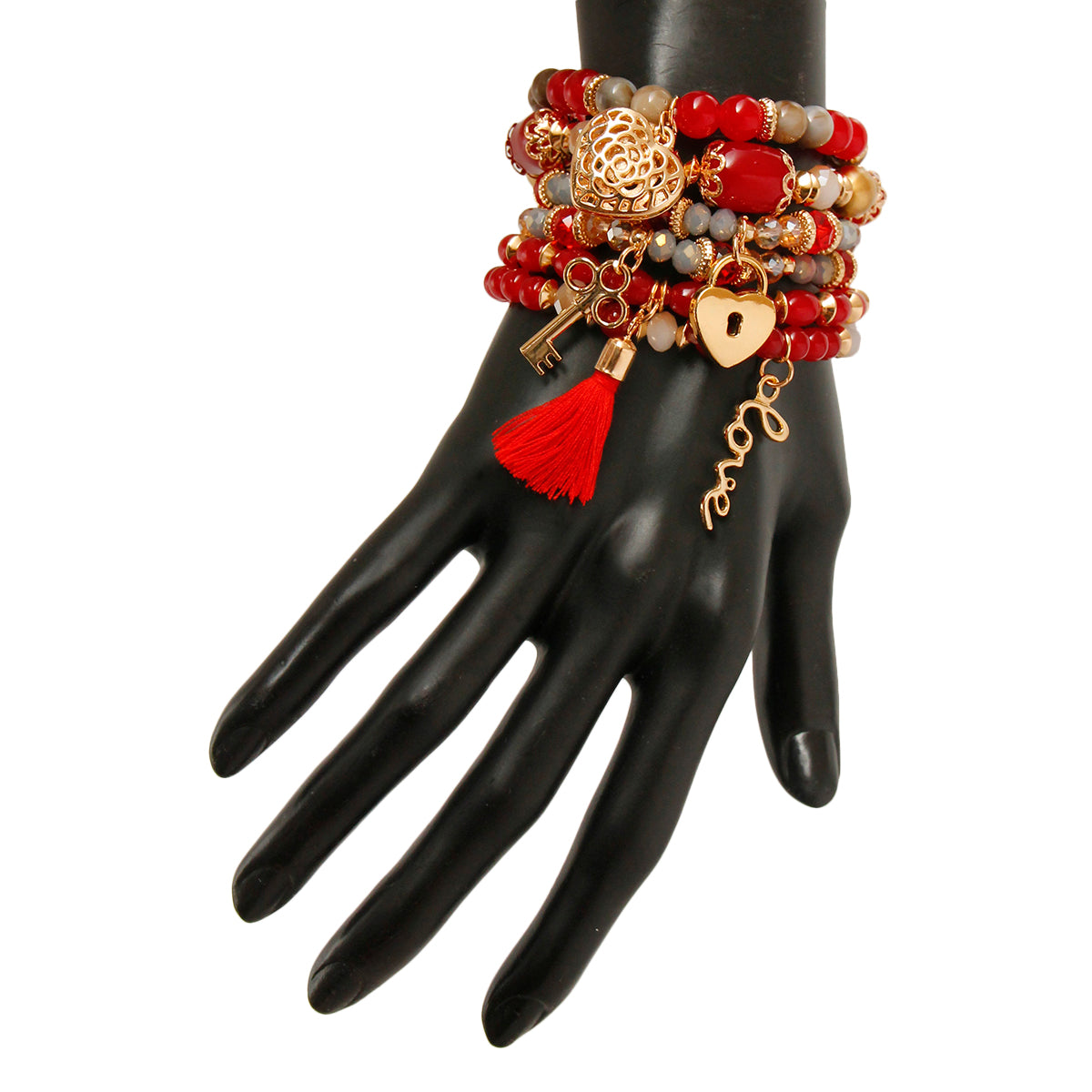 Red Glass Bead Love Bracelets