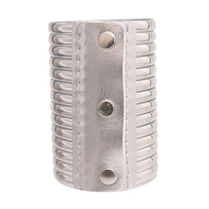 Silver Vegan Leather Snap Cuff