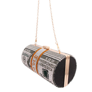 Black Bling Rolled Benjamins Clutch