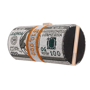 Black Bling Rolled Benjamins Clutch