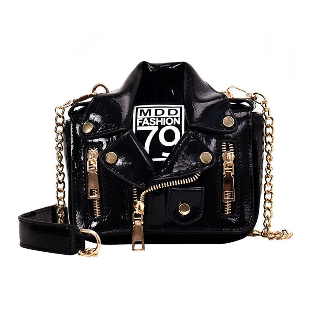 Black Moto Crossbody Bag