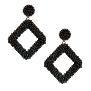 Black Seed Bead Diamond Earrings